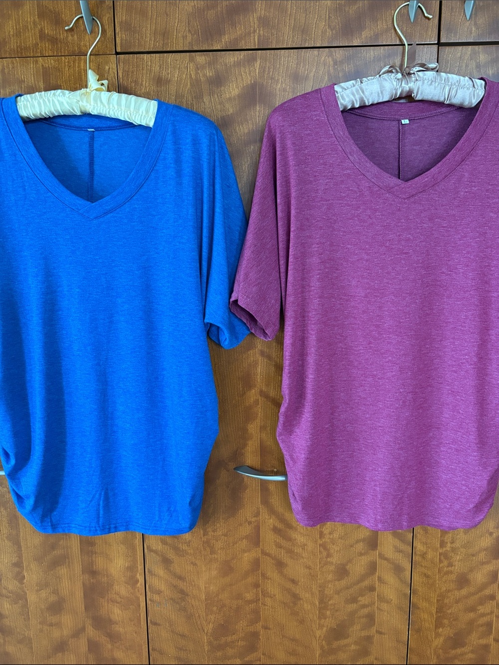 Women’s V-Neck Short Sleeve Tee in Blue and Purple by